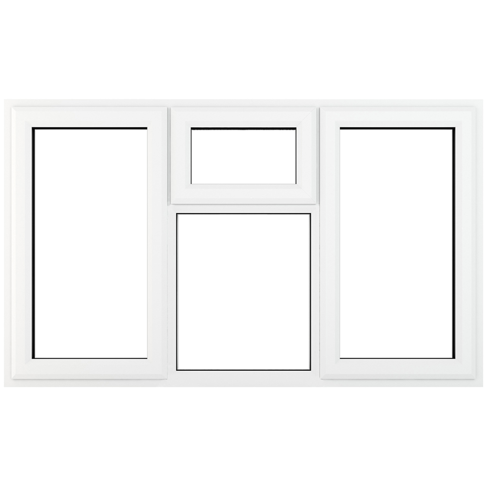 Crystal uPVC Double Glazed Window LH & RH Side Hung & Top Centre White Clear Glass 1770x965mm Image 1