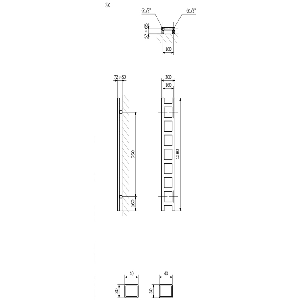 Terma Easy 856 BTU Sparkling Gravel Electric Heated Towel Rail 1280 x 200mm Image 7