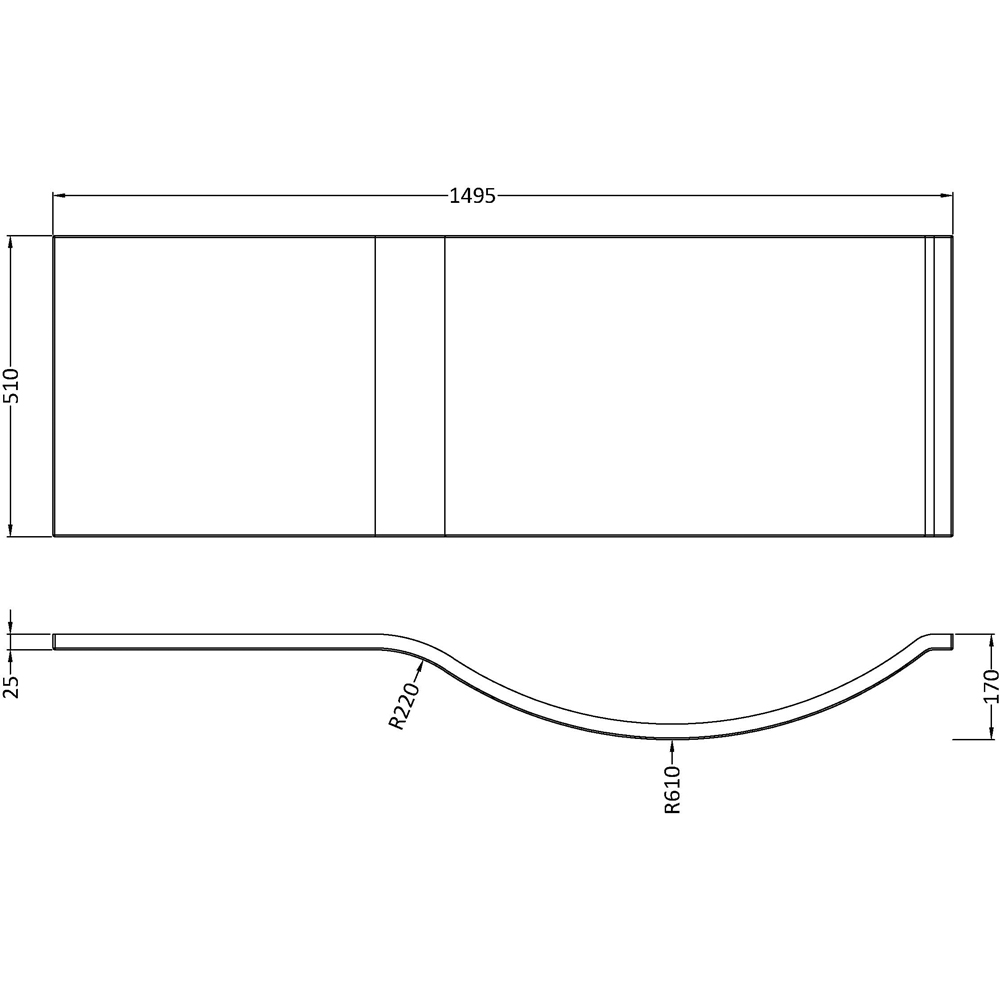 nuie White P Shaped Front Bath Panel 1500mm Image 2