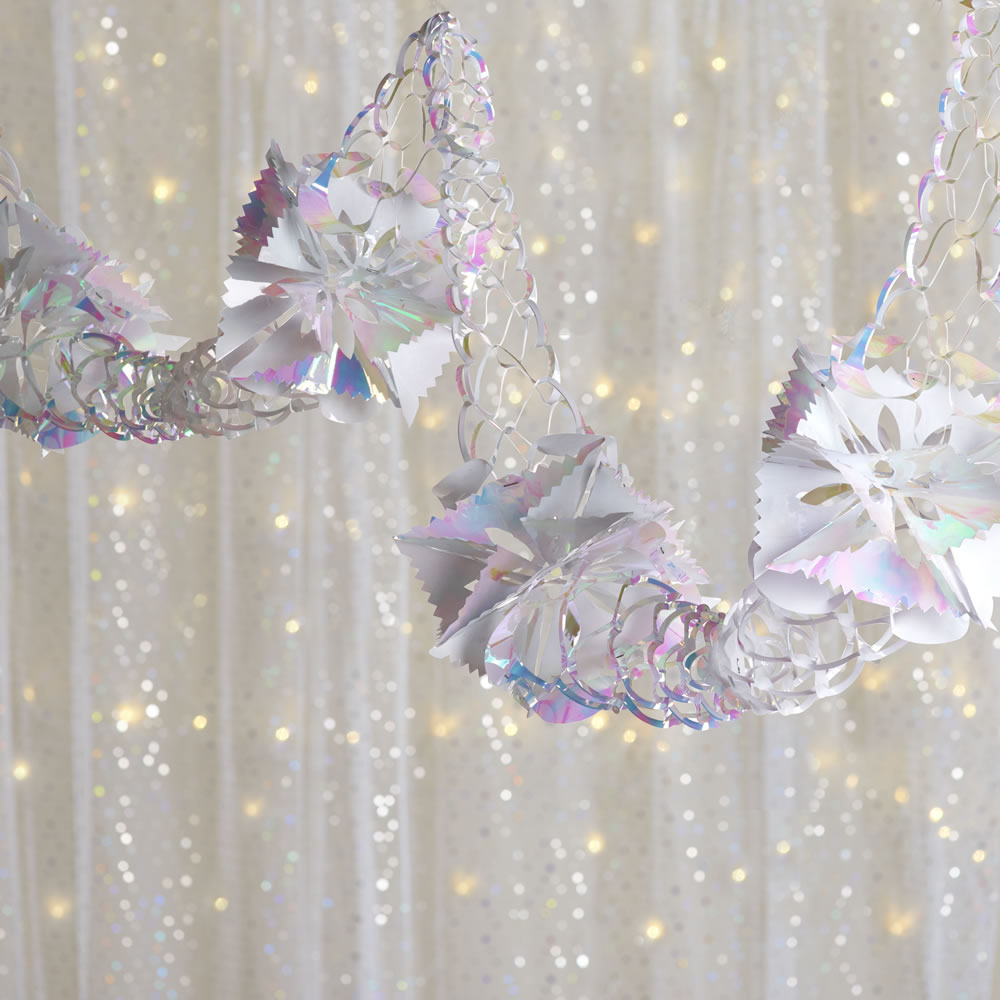 NEW White Pearlescent Hanging Christmas Glamour Foil Garland Ceiling Decoration 