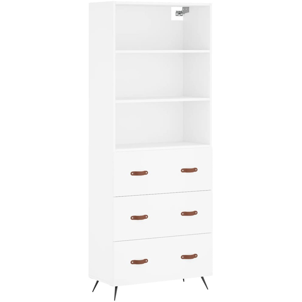 vidaXL 3 Drawer 3 Shelf White Tall Highboard Image 2