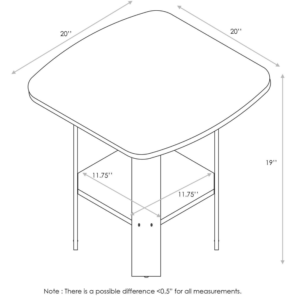 Walplus Dark Walnut Simple Design End Table Set of 2 Image 5