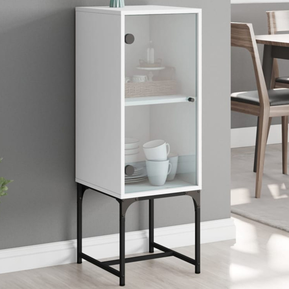 vidaXL Single Door White Side Cabinet Image 1