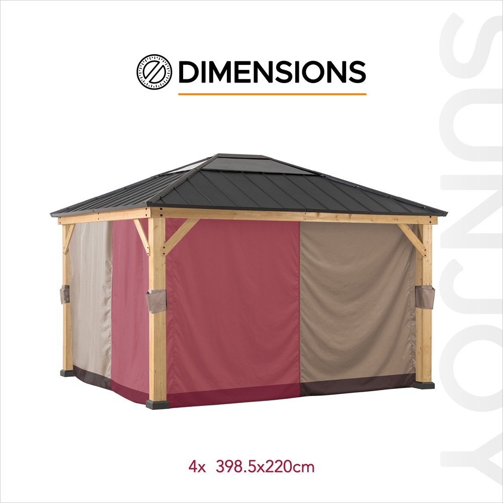 Sunjoy 3.9 x 4.5m Khaki Accessory Curtain for Cedar Wood Gazebo (Gazebo Not Include) Image 5