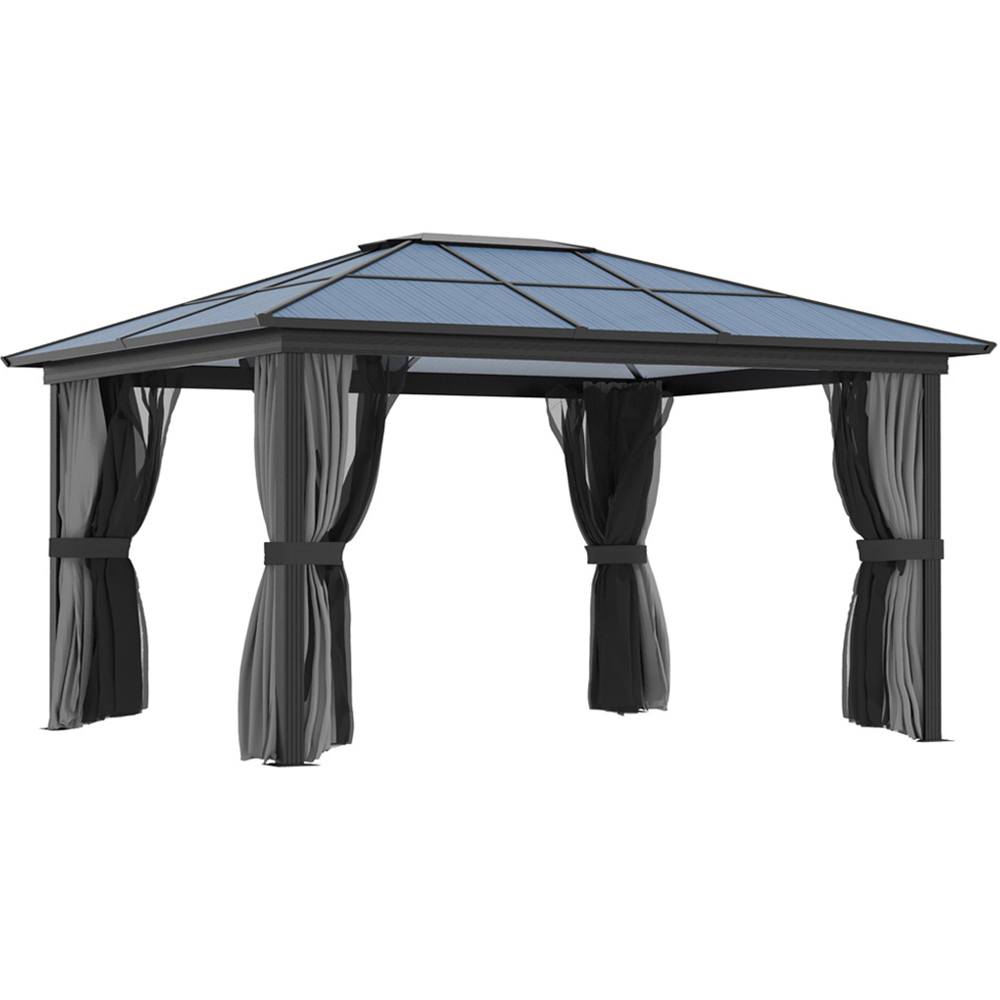 Outsunny 4 x 3.6m Black Canopy Gazebo with Hardtop Image 2