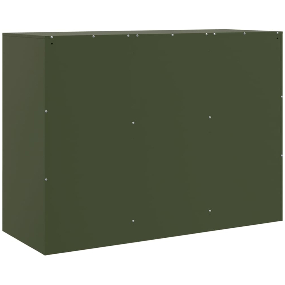 vidaXL 3 Door Olive Green Metal Sideboard Image 7