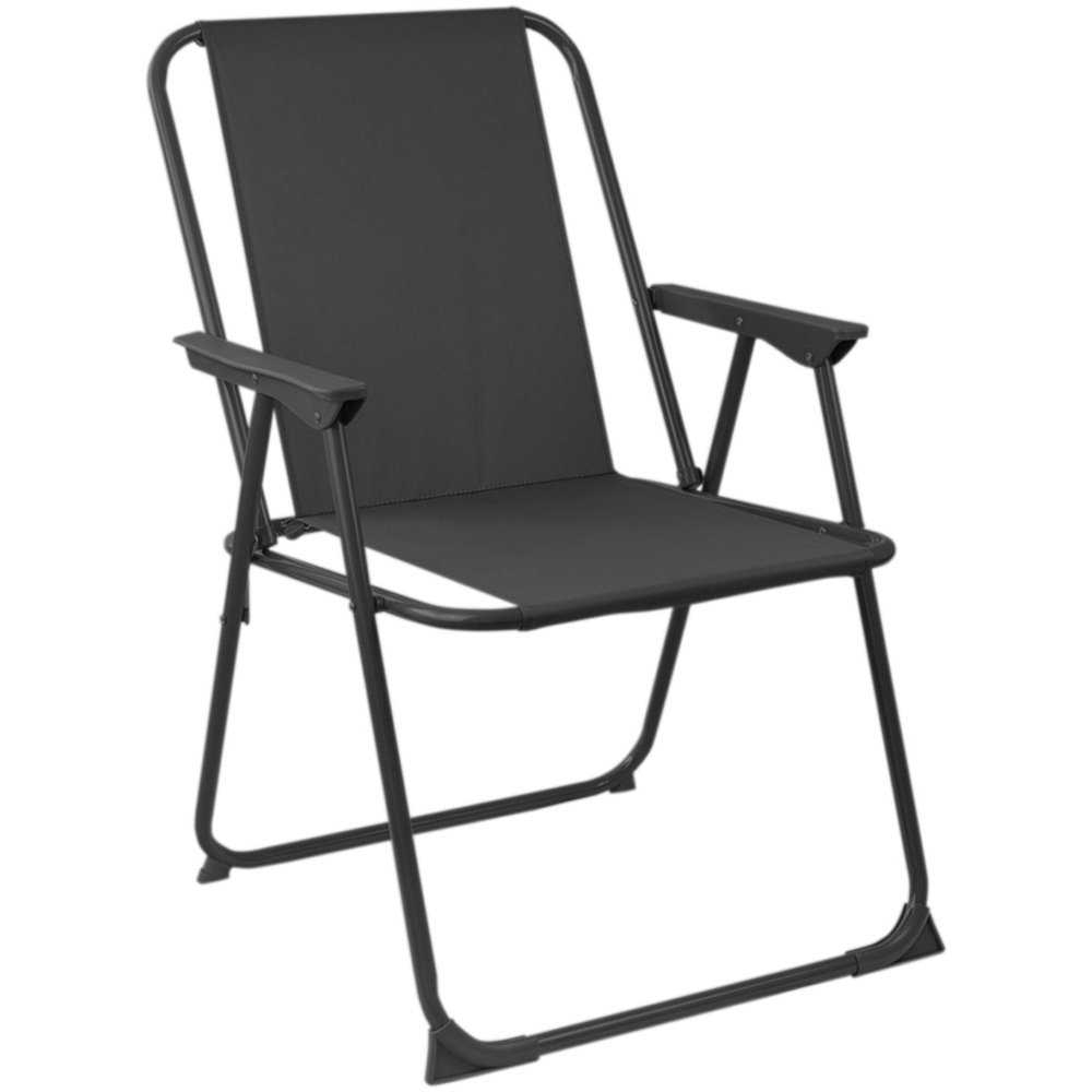 Harbour Housewares Black Folding Metal Beach Chair Image 2