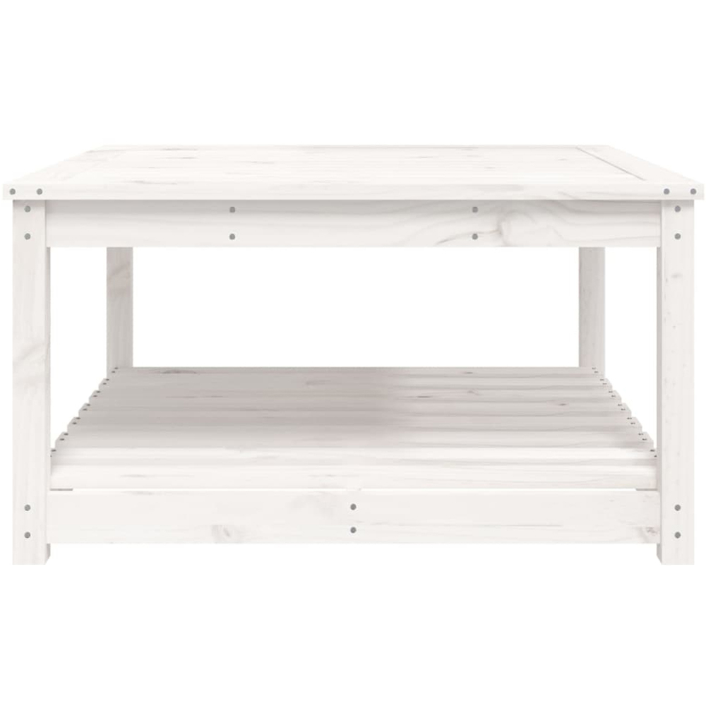 vidaXL Single Shelf White Solid Pine Wood Slatted Garden Table 82.5 x 82.5cm Image 4