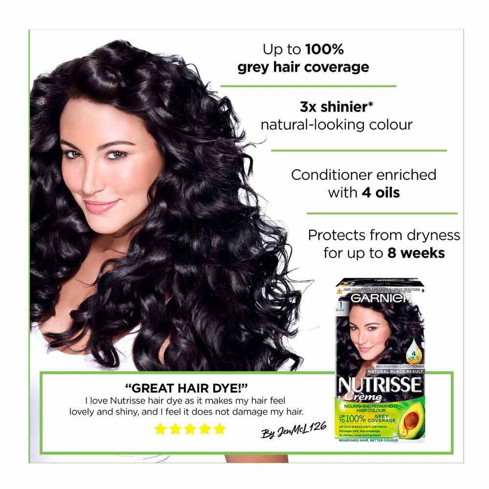 Garnier Nutrisse 1 Black Permanent Hair Dye Image 2