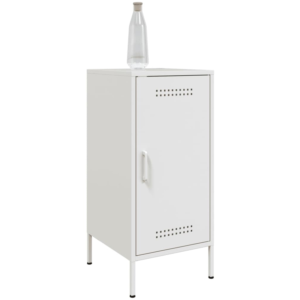vidaXL Single Door Steel White Sideboard Set of 2 Image 3