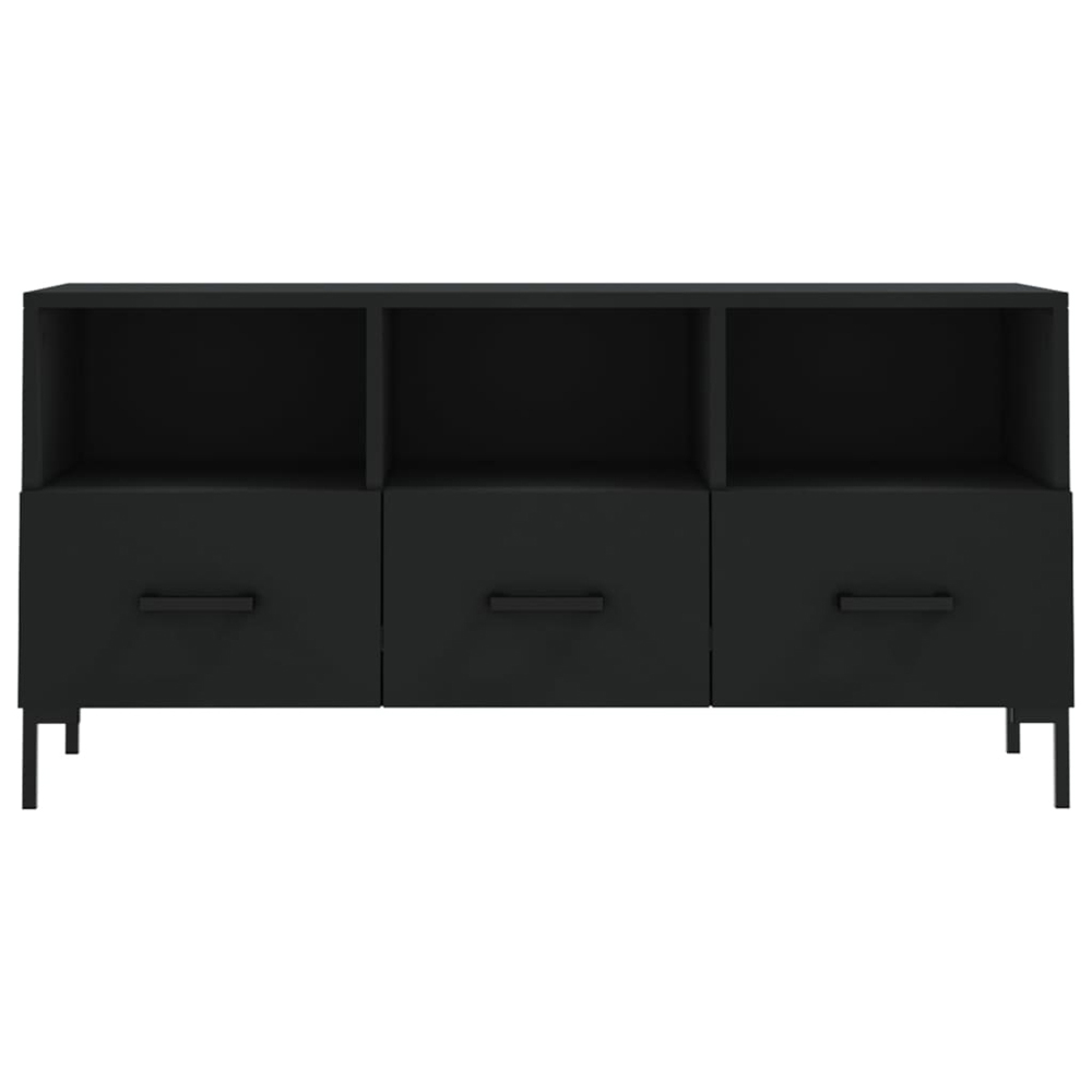 vidaXL 3 Drawer 3 Shelf Black TV Cabinet Image 5