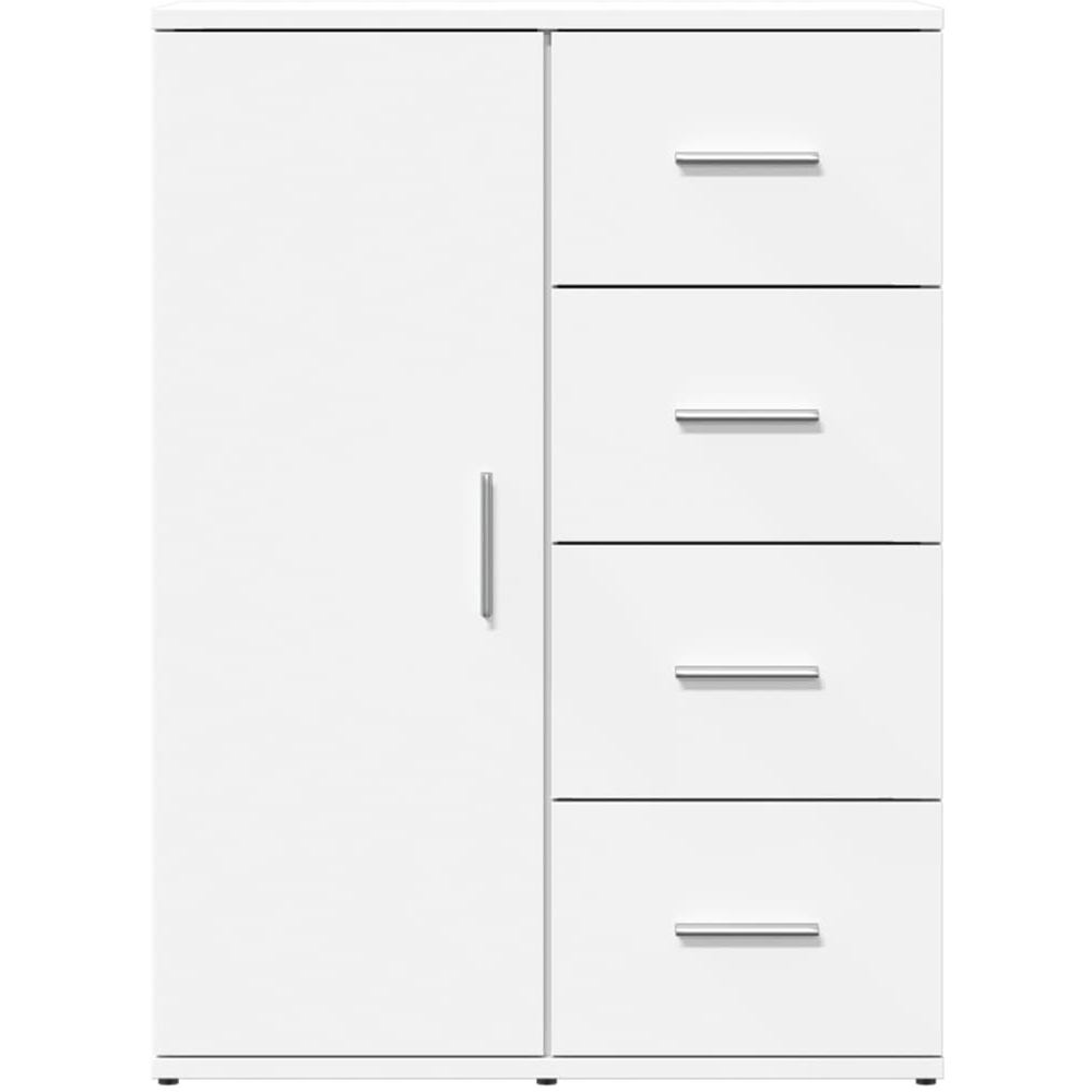 vidaXL Single Door 4 Drawer White Sideboard Set of 2 Image 4