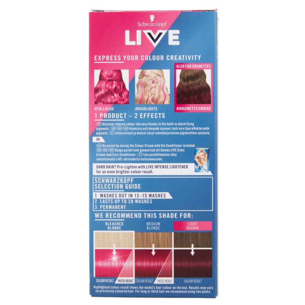 Schwarzkopf LIVE Ultra Brights or Pastel Shocking Pink 093 Semi-Permanent Hair Dye Image 4