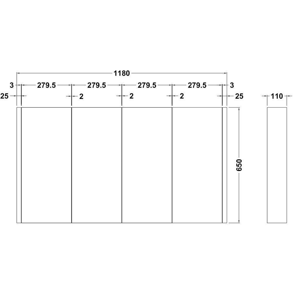 nuie Eden 4 Door Gloss White Wall Hung Mirror Cabinet 1200mm Image 3