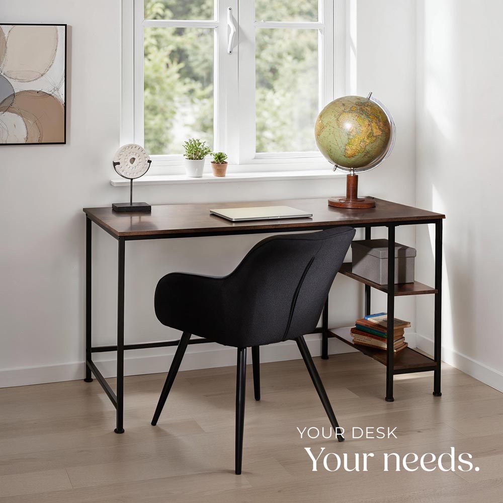 tectake Donegal 2 Shelf Industrial Dark Wood Office Desk Image 7