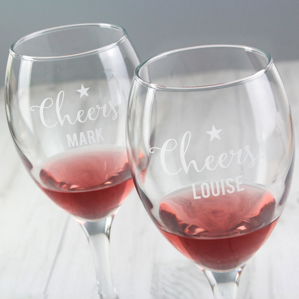 Personalised Memento Personalised Cheers Wine Glass Set Image 3