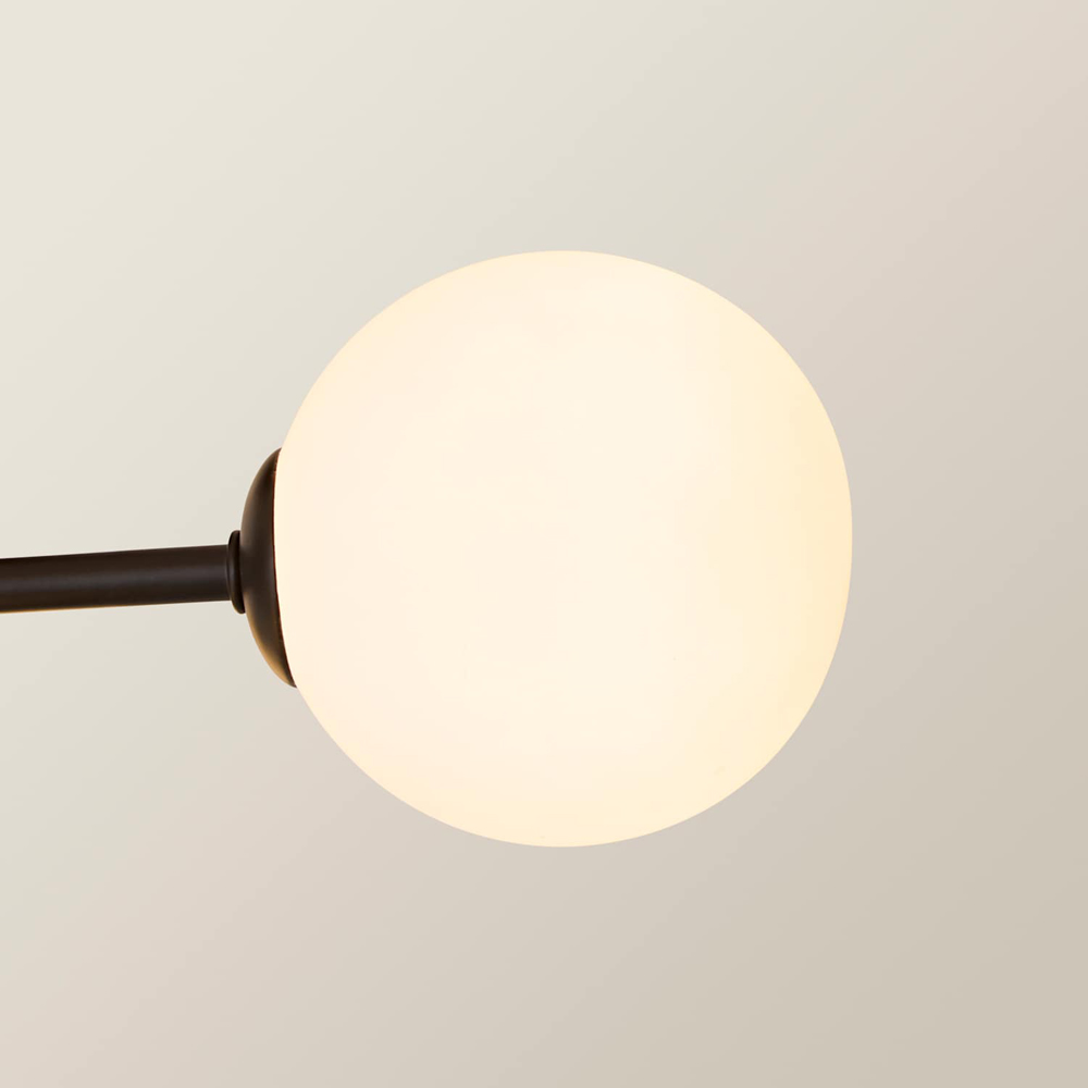 ValueLights Hollis Glass Globe Shade Black Metal Ceiling Light Fitting with Bulb Image 3