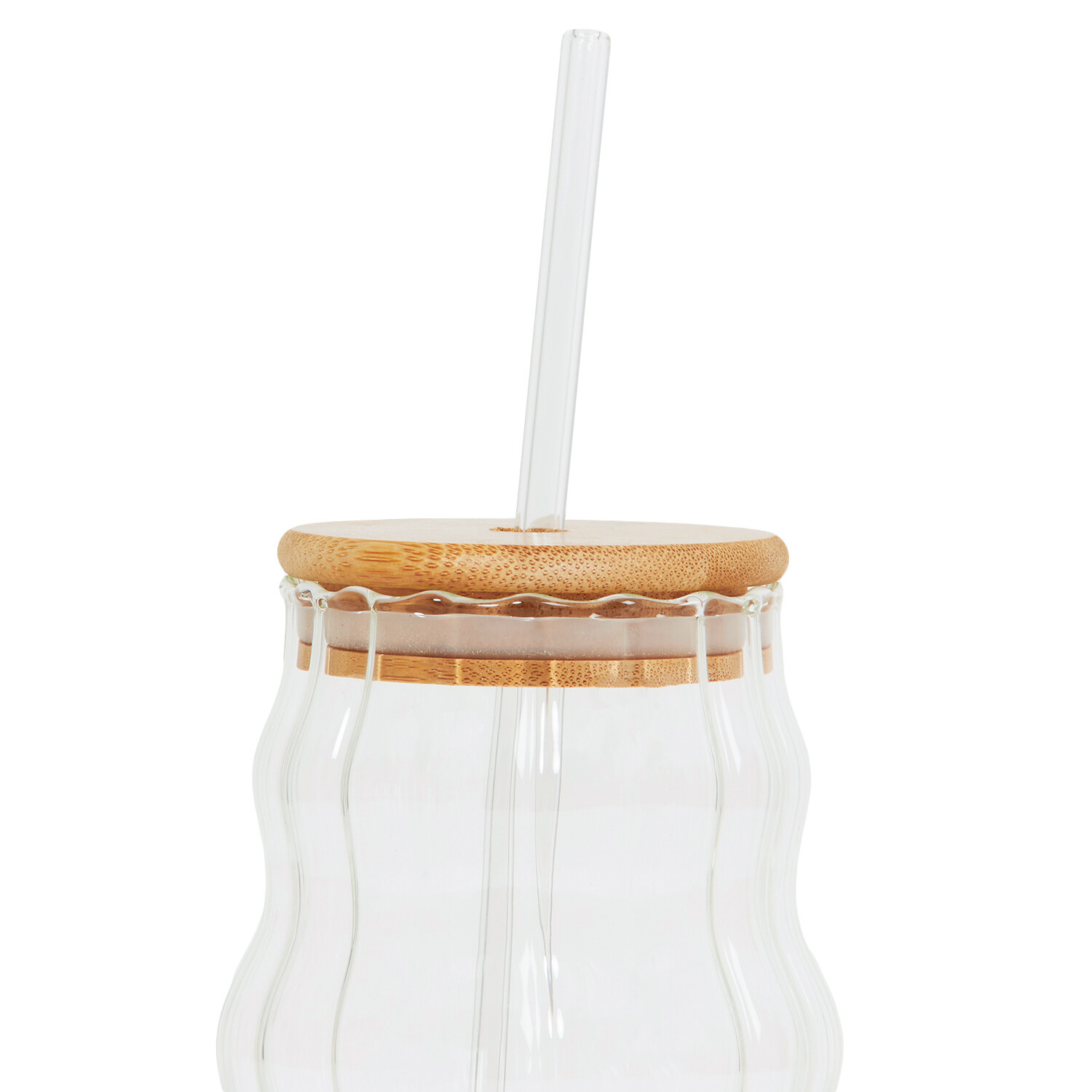 Wavy Ribbed Borosilicate Glass Jar - Clear Image 3