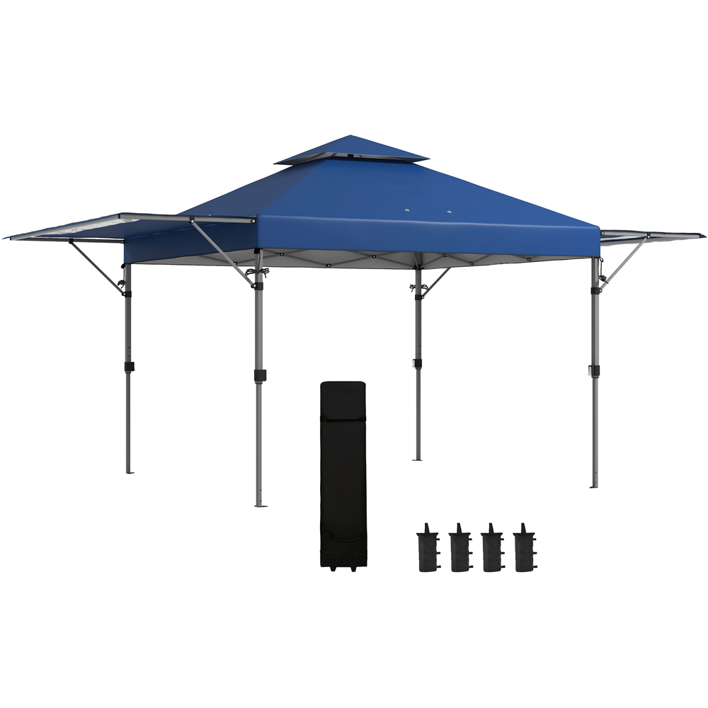 Outsunny 5 x 3m Blue Pop Up Gazebo with Extend Dual Awnings Image 2