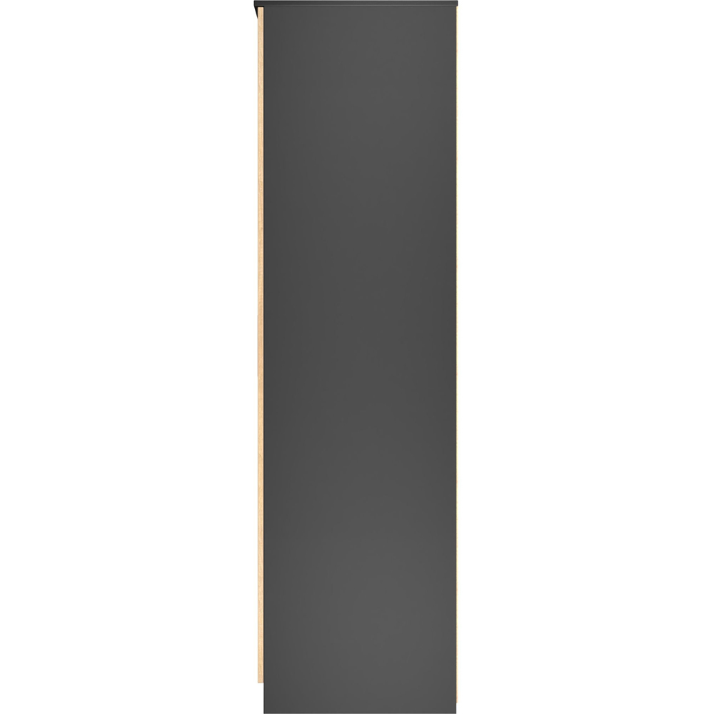 Crowndale Java 3 Door Slatt Effect and Black Tall Mirror Wardrobe Ready Assembled Image 6