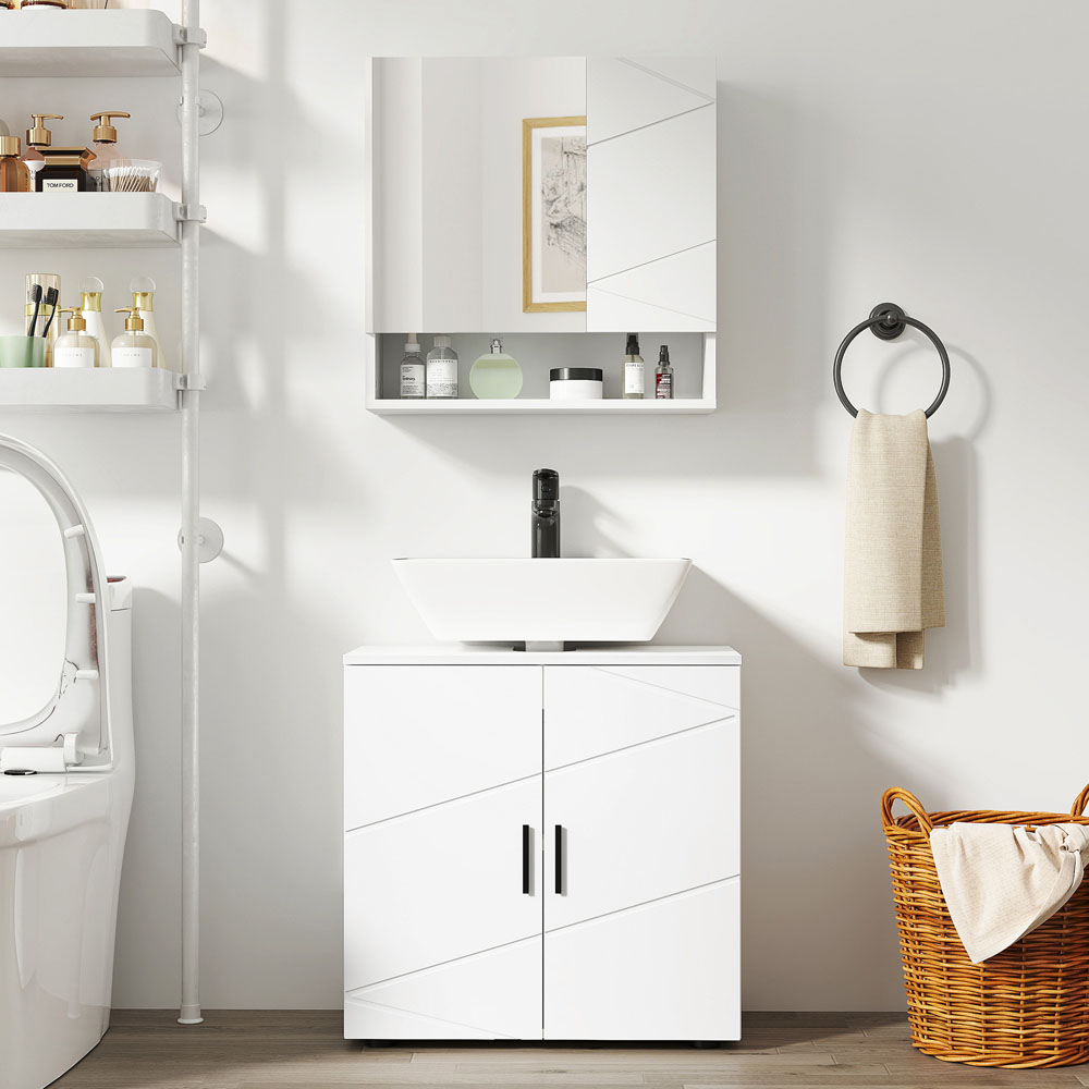 Kleankin 2 Door White Under Sink Bathroom Cabinet Image 5