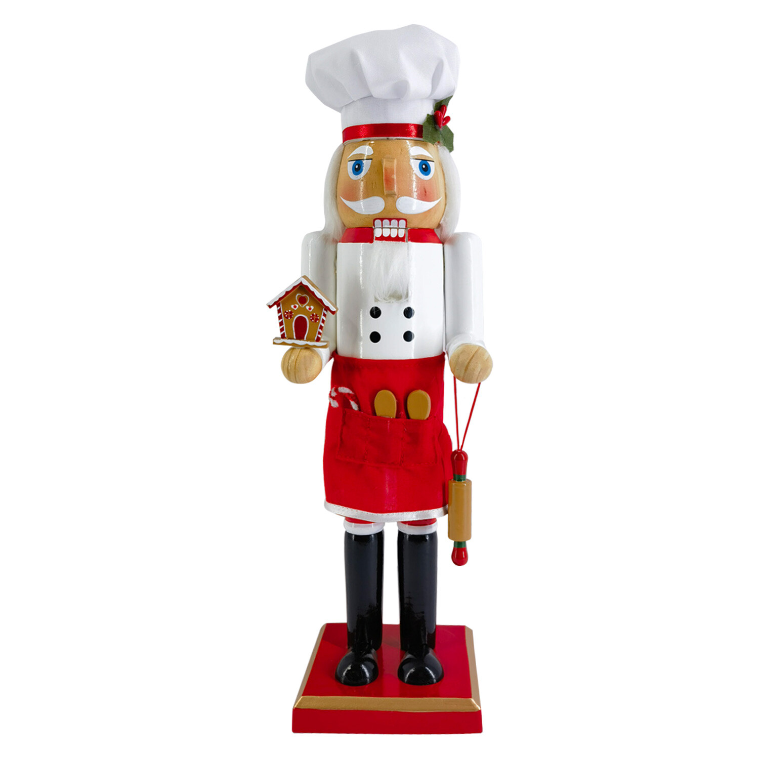 Candy Cane Lane Red and White Chef Nutcracker Decoration Image
