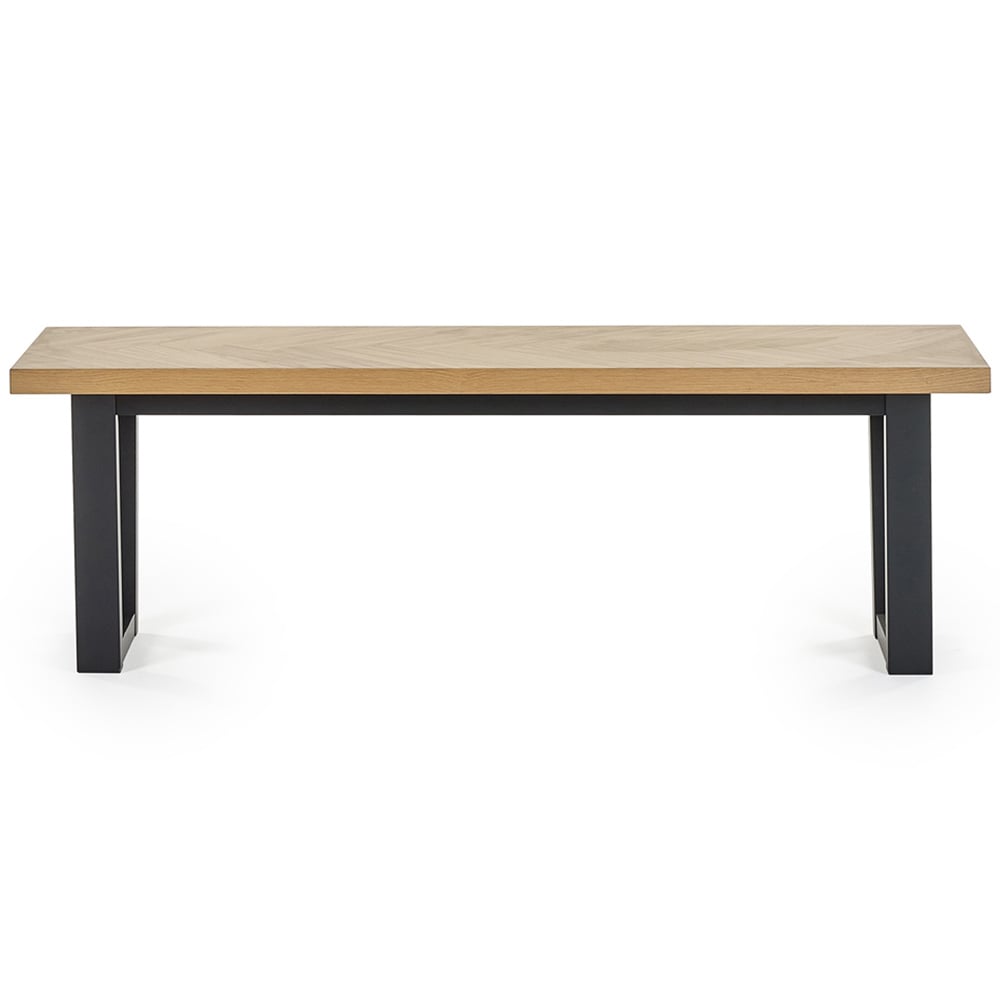 Julian Bowen Hilton 2 Seater White Oak and Black Dining Bench Image 3