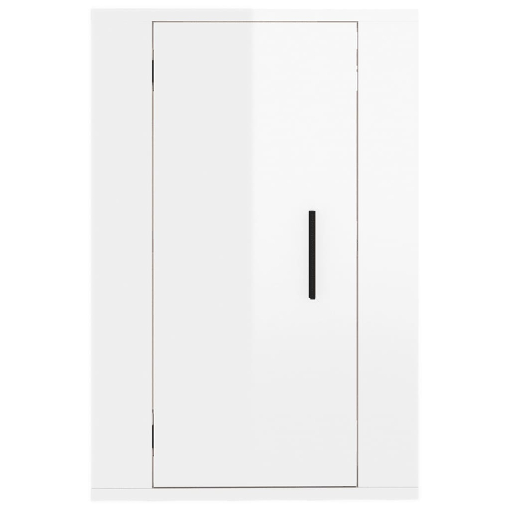 vidaXL Single Door High Gloss White Wall Mounted TV Cabinet Set of 2 Image 6