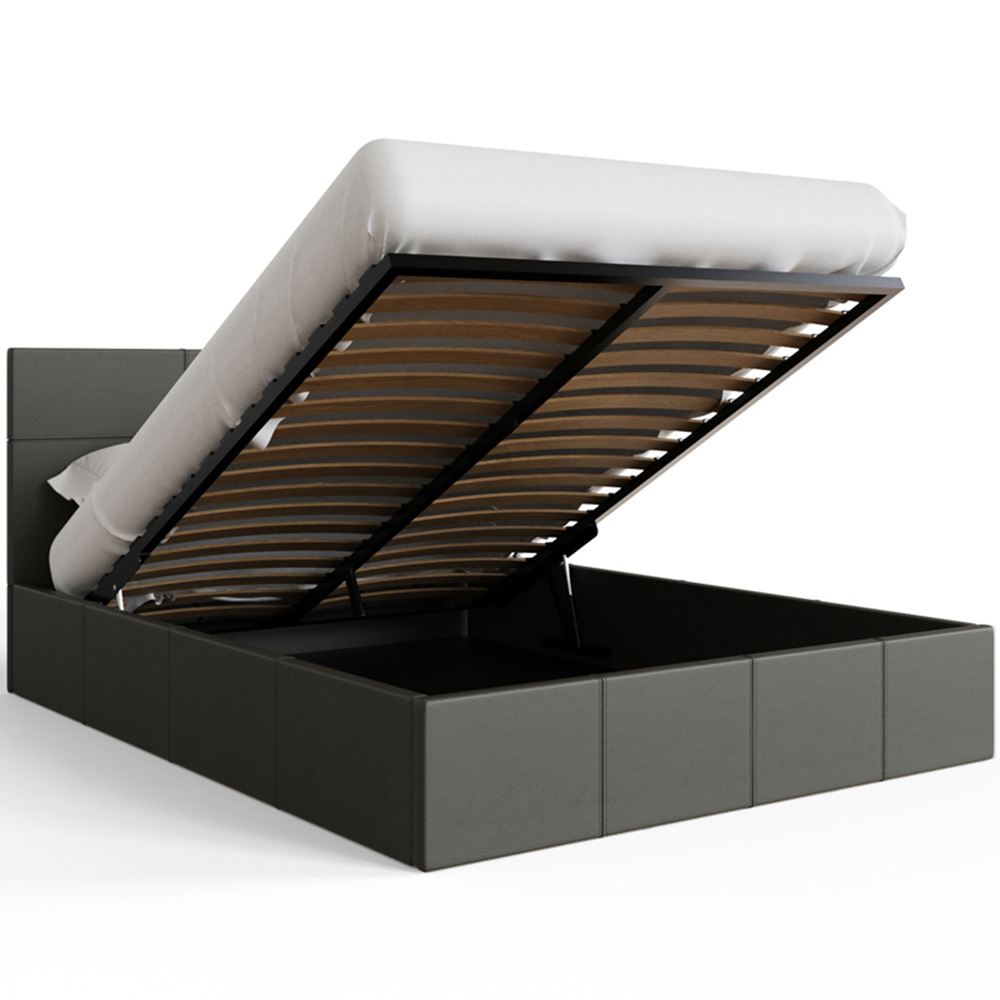 GFW Double Grey Hopsack Fabric End Lift Ottoman Bed with Memory Pocket Spring Mattress Image 5