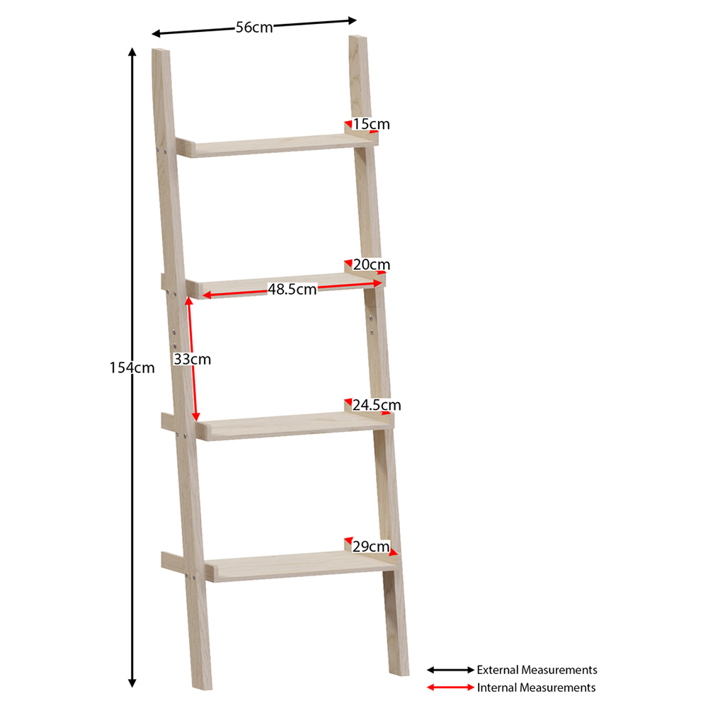Vida Designs York 4 Shelf Pine Ladder Bookcase Image 7
