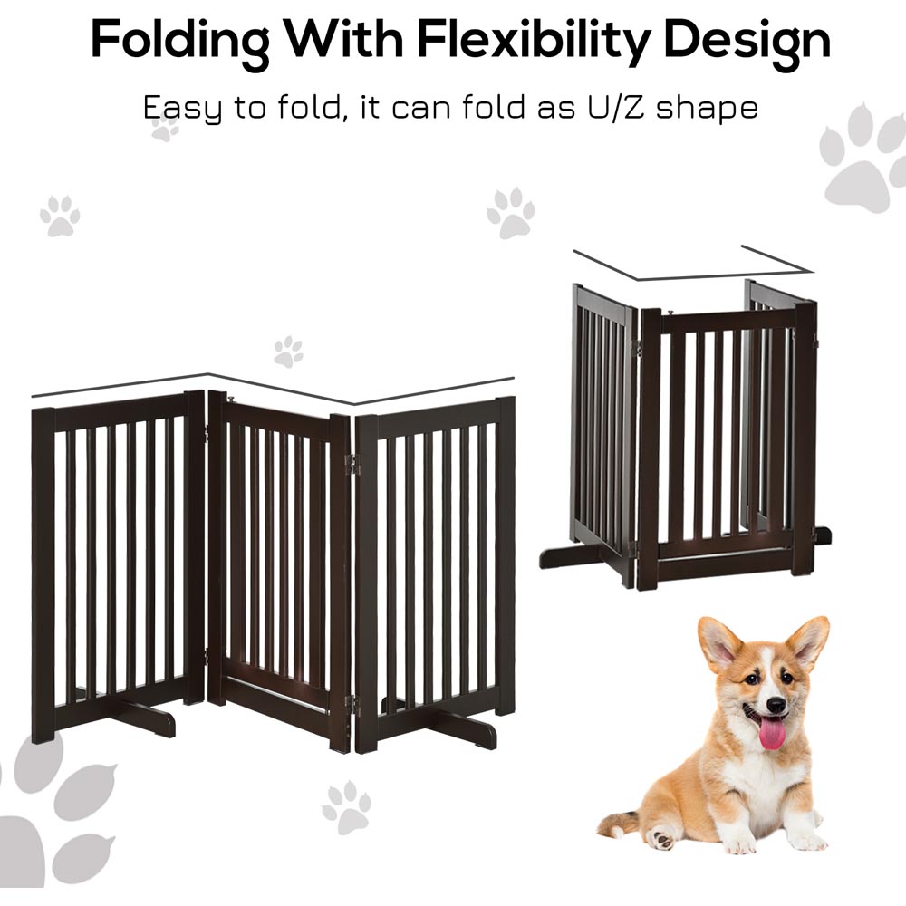 PawHut 155cm Black Freestanding Dog Gate Image 4