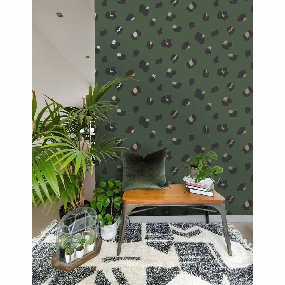 Holden Decor Large Leopard Spot Green Wallpaper Image 4