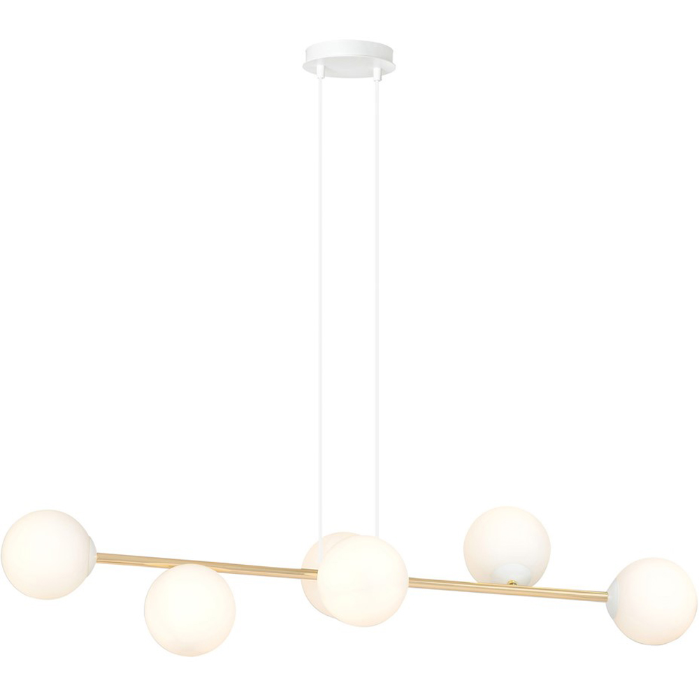 Emibig Gravity 6 Light White Shade White and Gold E14 Ceiling Pendant Light Image 3