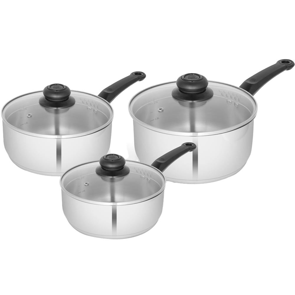 Swan Townhouse 3 Piece Stainless Steel Saucepan Set Image 1
