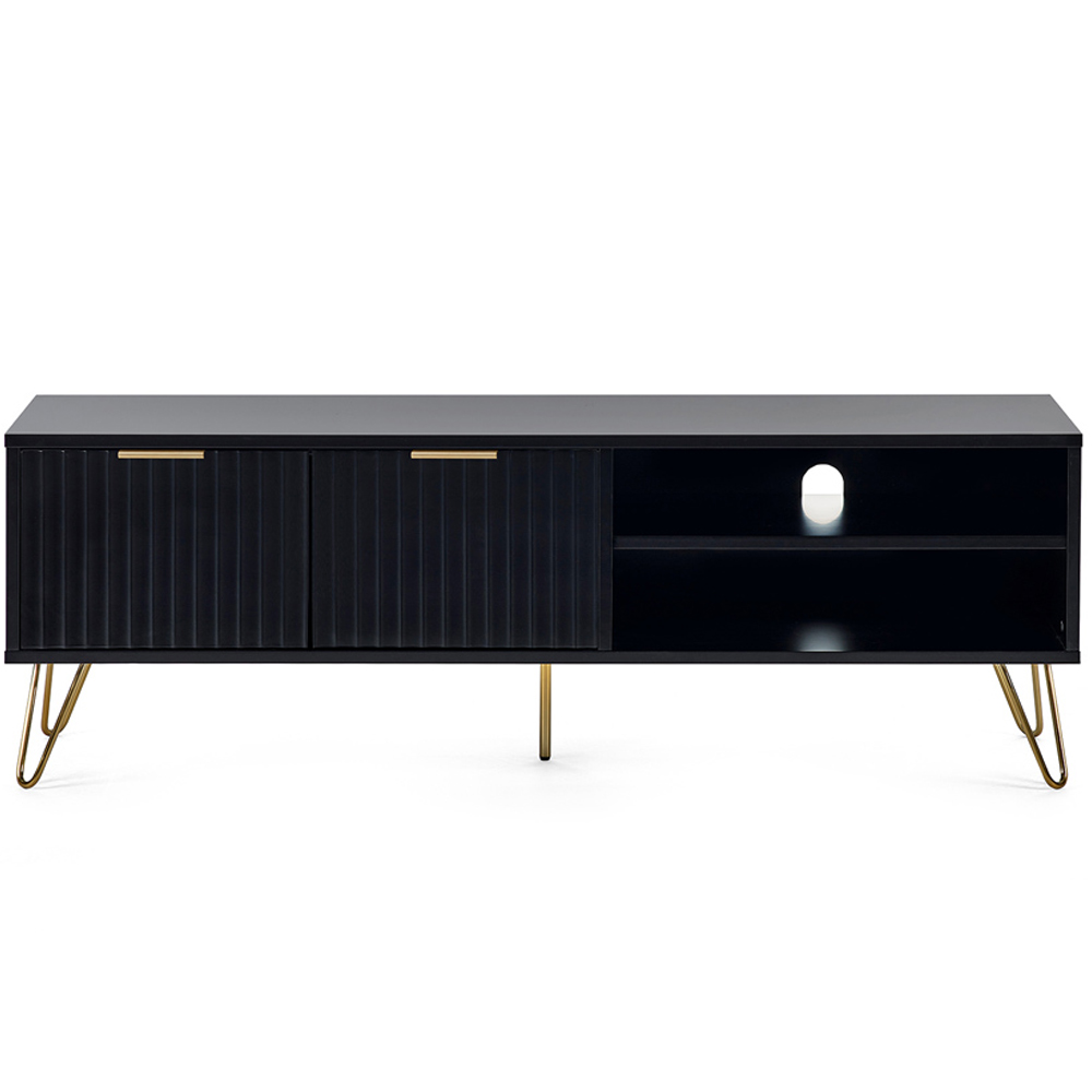 Julian Bowen Murano 2 Door 2 Shelf Matt Black TV Unit Image 3