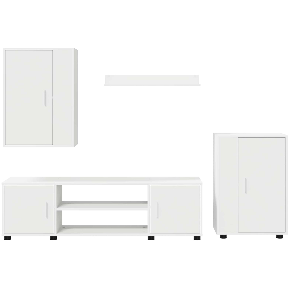 vidaXL White Wall Mounted 4 Piece TV Cabinet Set Image 4