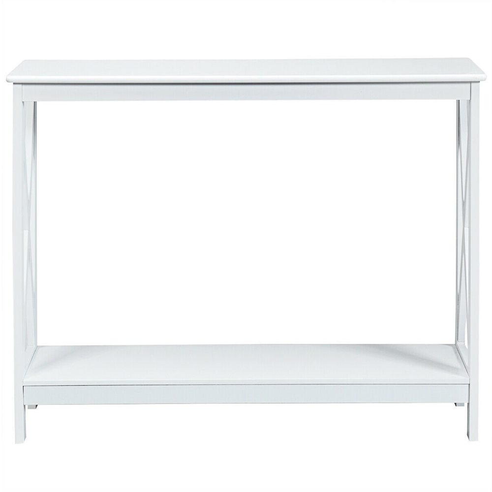 Costway Single Shelf White Wooden Console Table Image 2