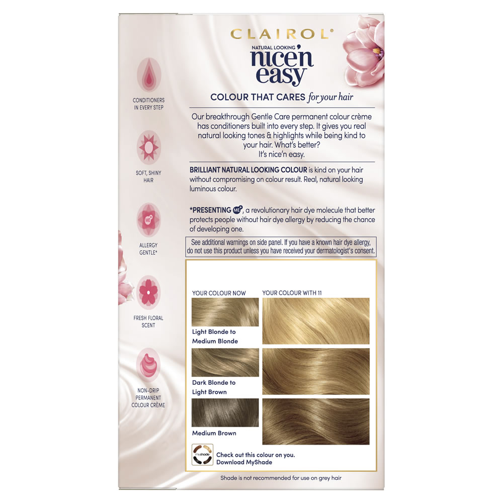 Clairol Nice'n Easy Ultra Light Blonde 11 Permanent Hair Dye Image 4