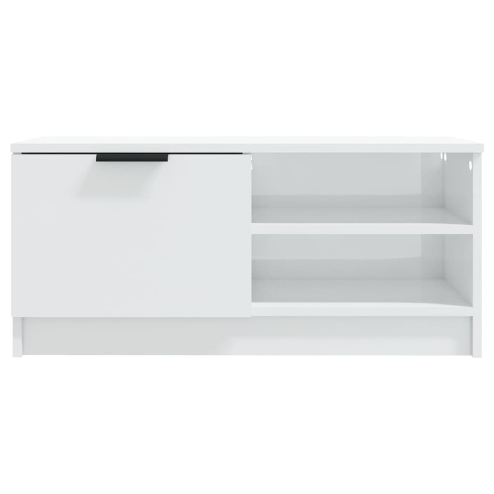 vidaXL Single Door 2 Shelf High Gloss White TV Cabinet Set of 2 Image 3