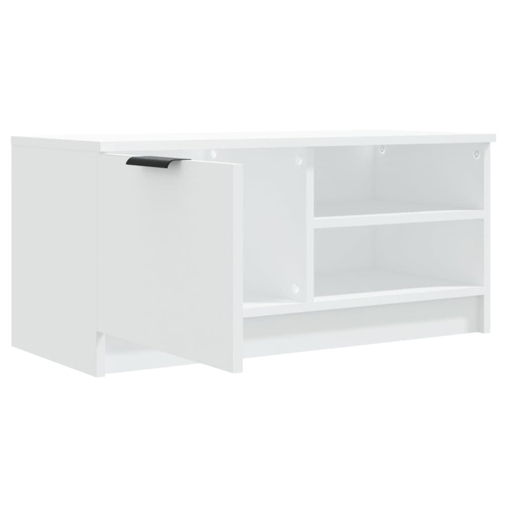 vidaXL Single Door 2 Shelf White TV Cabinet Image 6
