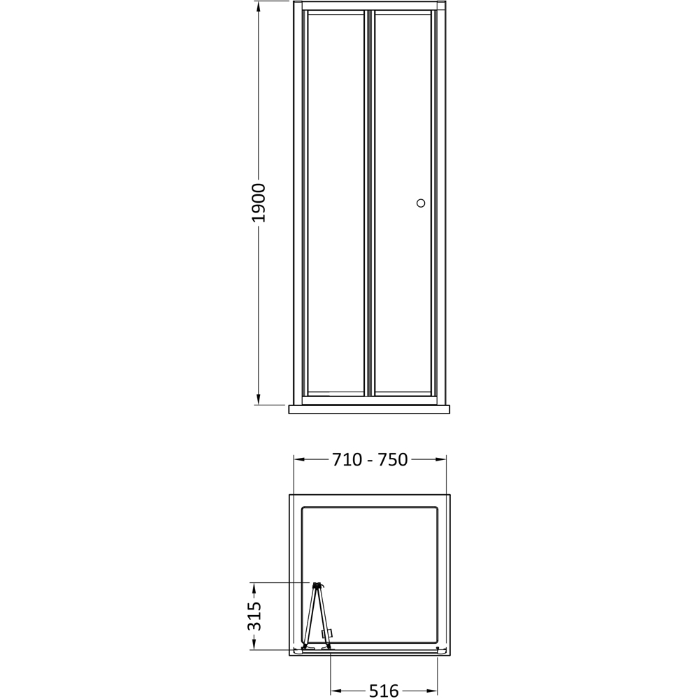Oem Bi Fold Shower Door 76cm Image 2