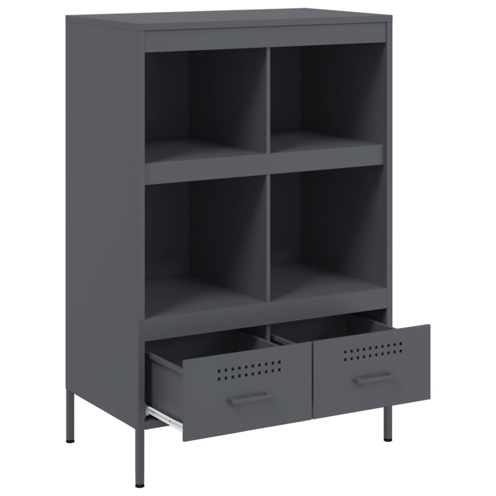 vidaXL 2 Drawer 4 Shelf Anthracite Cold-Rolled Steel Highboard Image 9