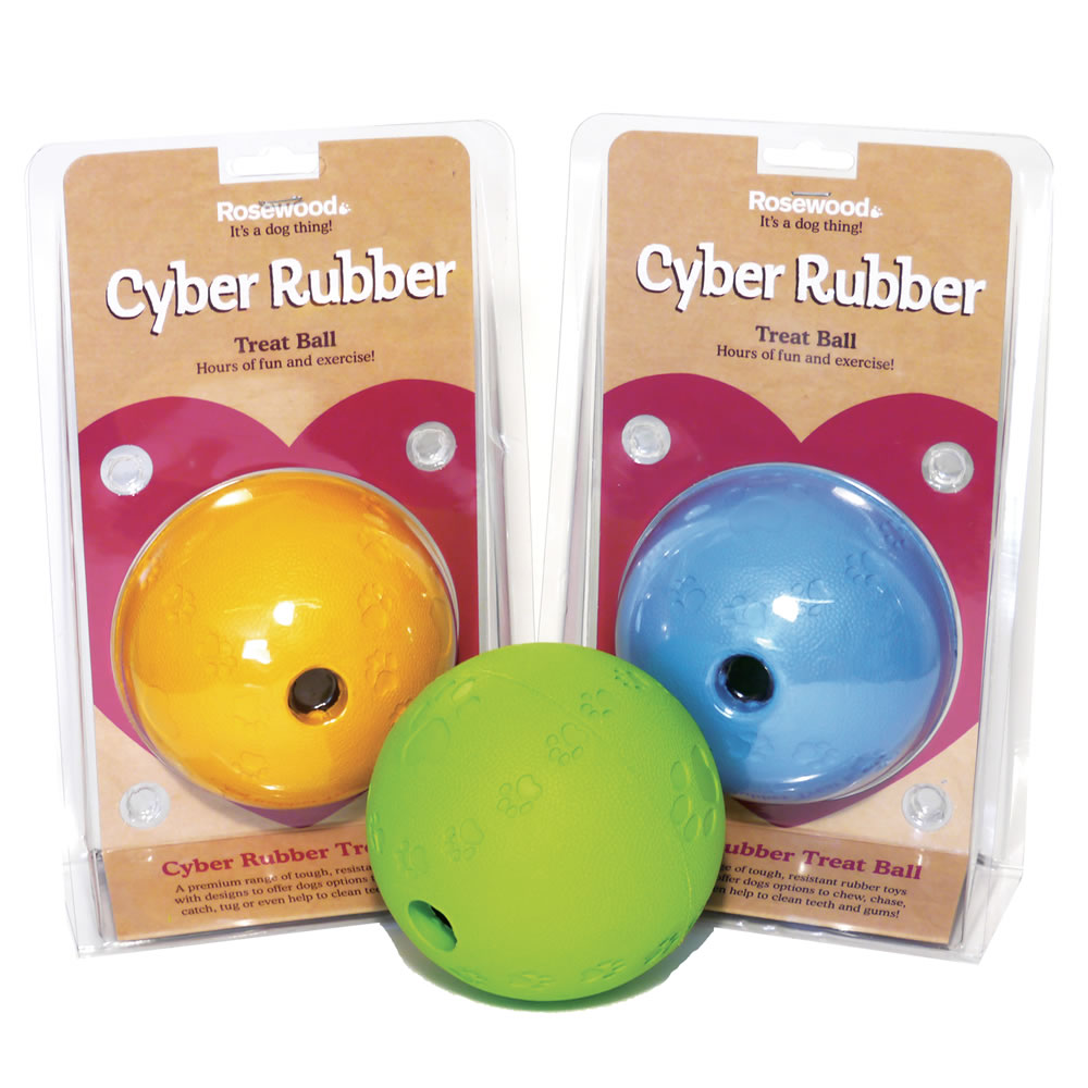 Rosewood Cyber Rubber Small Dog Treat Ball Assorted Image 1
