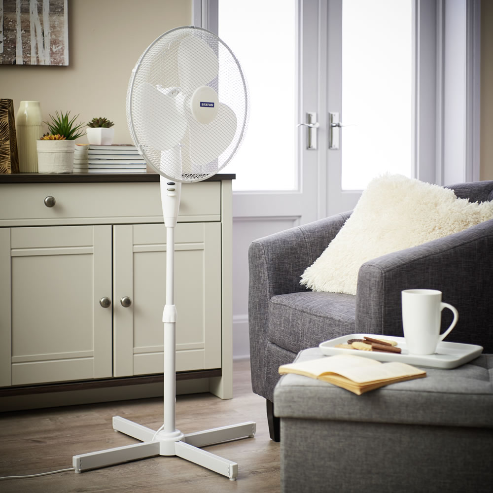 Status 16 Inch Stand Fan 3 Speed Settings White Image 3