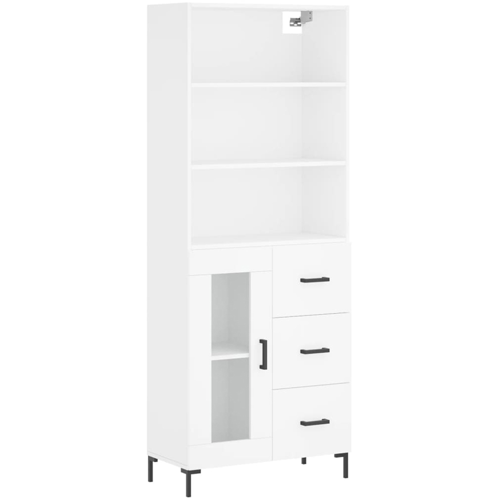 vidaXL Single Glass Door 3 Drawer 3 Shelf White Highboard Image 2