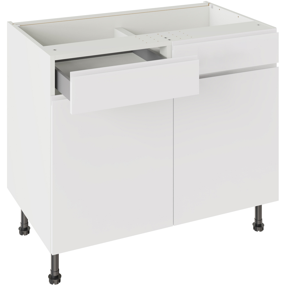 Kitchen Kit J-Pull Matt White Drawerline Base Cabinet 1000mm Image 1