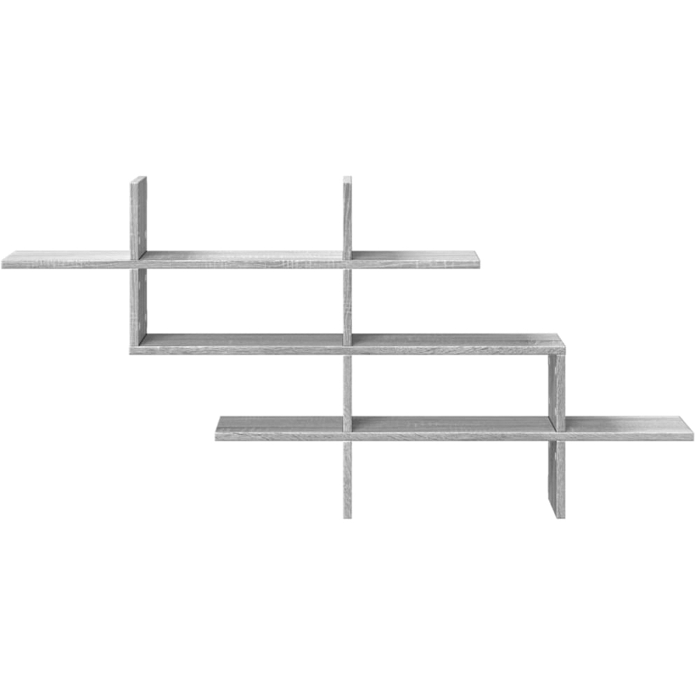 vidaXL 8 Shelf Grey Sonoma Floating Wall Shelf Image 3