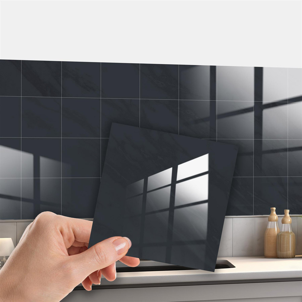 Walplus Marble Stone Denim Blue Tile Stickers Wilko