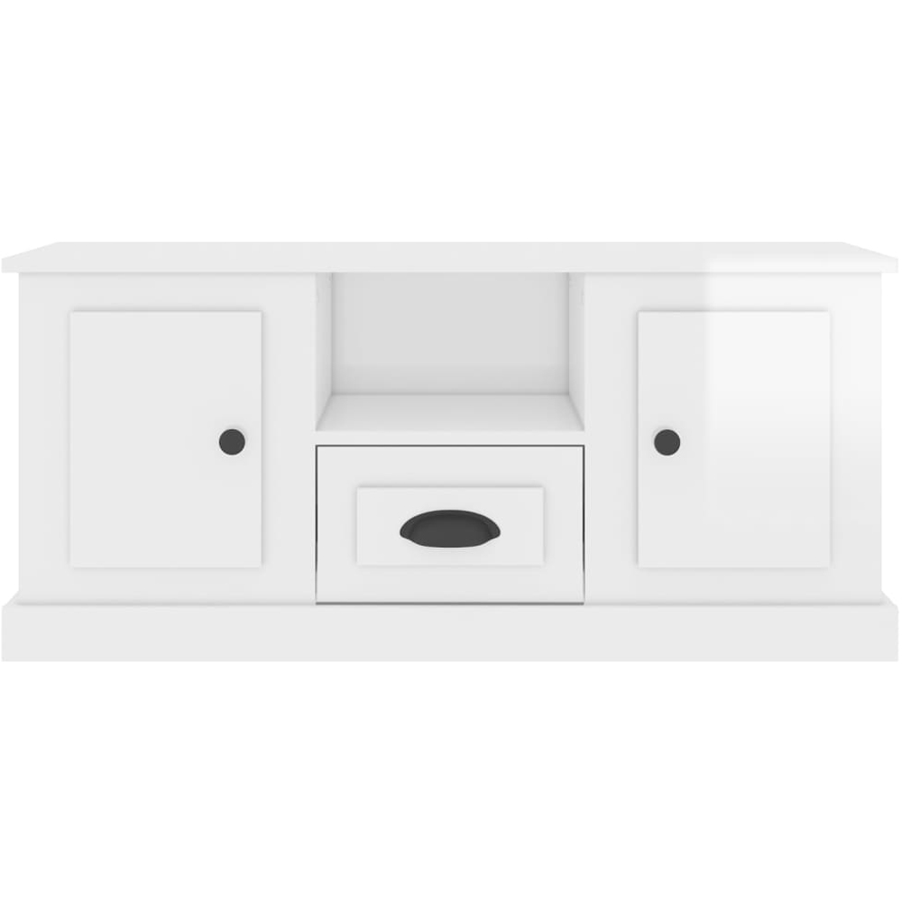 vidaXL 2 Door Single Drawer Single Shelf White Wooden TV Cabinet Image 3