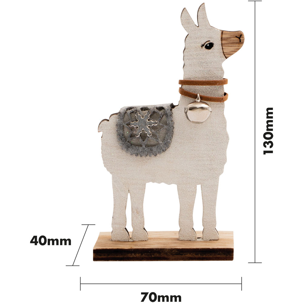 St Helens White Standing Wooden Alpaca Ornament Image 7